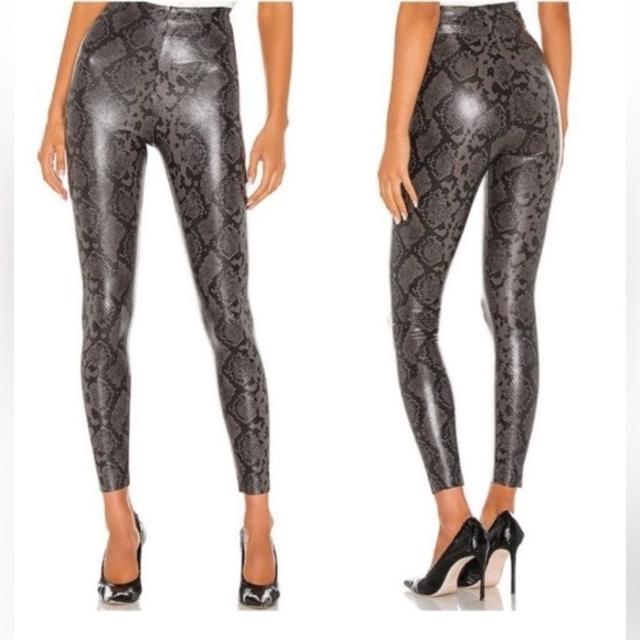 Commando 7/8 Faux Leather Animal Legging Perfect Control High Rise Grey Snake S - Picture 1 of 11